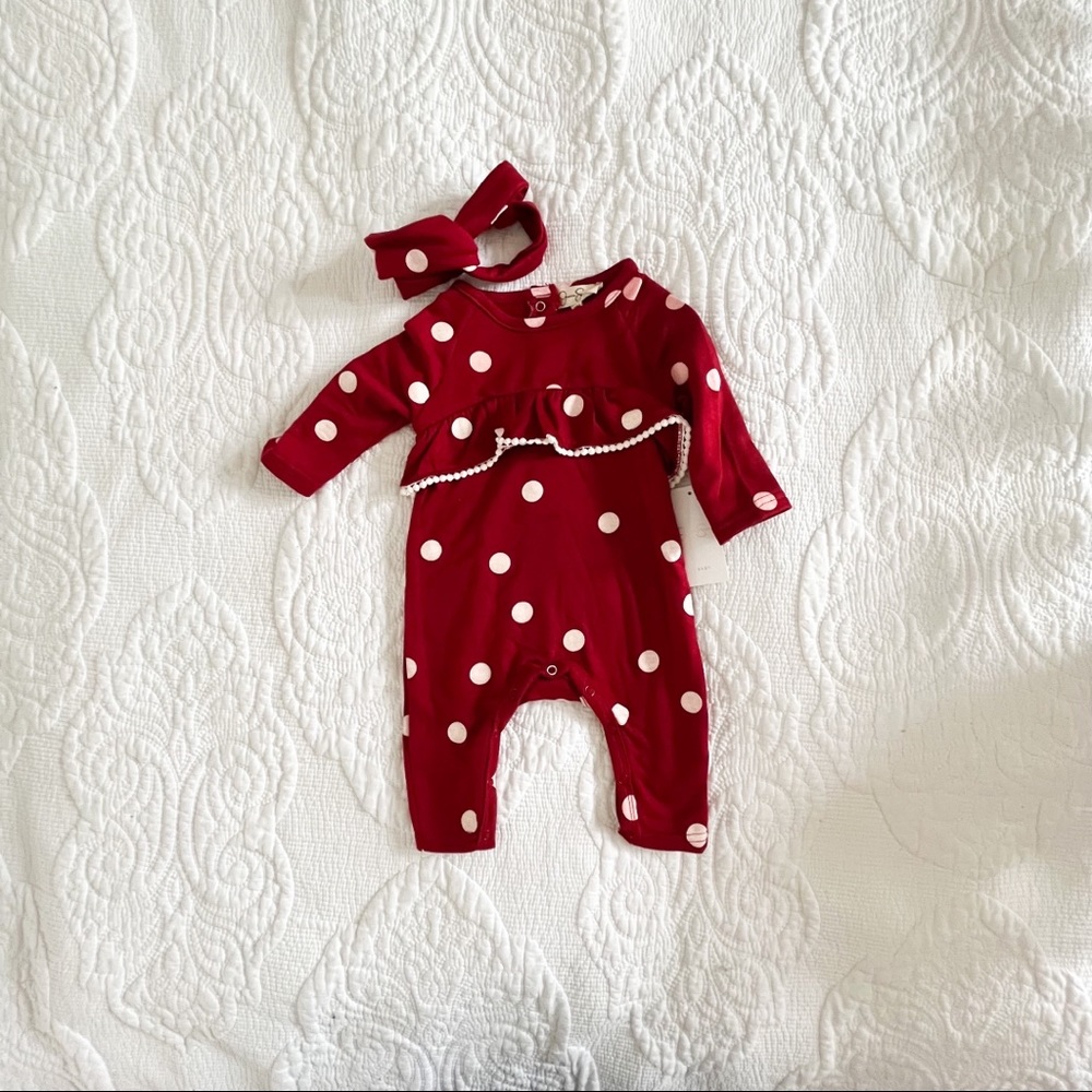 JESSICA SIMPSON deep red jumpsuit with matching bow